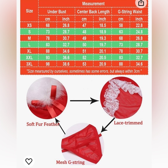 NWT Green Christmas Print Lingerie Santa Lace Babydoll Chemise Sleepwear - Picture 5 of 13